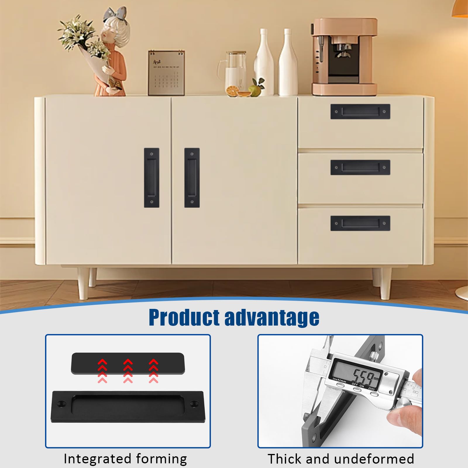 INCAUCA 2 Pack Barn Door Handles, 6 Inch Flush Door Pull, Recessed Door Handles, Sliding Closet Door Finger Pull - Image 2