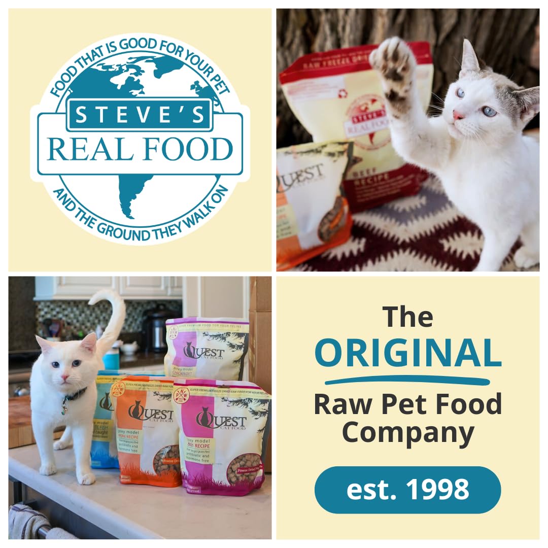 Steve's Real Food Quest Super Premium Freeze Dried Raw Cat Food, Pork Recipe, 10oz, Prey Model Diet, Free Range & Grass Fed, Antibiotic & Hormone Free, Sustainably Sourced and Made in The USA