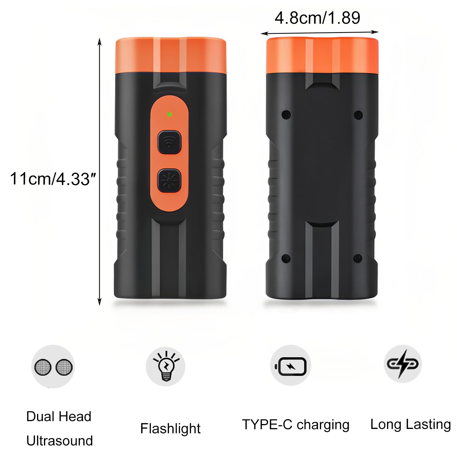 Dispositivo anti abbaio con repellente per cani ad ultrasuoni Torcia portatile Doppia testa ricaricabile Formazione comportamentale di lunga durata per cani indoor outdoor