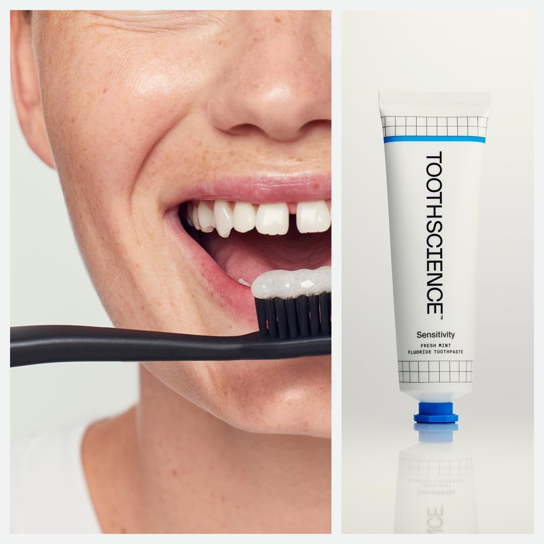 Sensitivity Toothpaste 5-in-1 Fluoride Formula Helps Relieve Sensitivity & Provides Cavity Protection, Naturally Flavored with Peppermint Oil, Free of Dyes & Alcohol (Fresh Mint, 3.4 oz) - Image 4