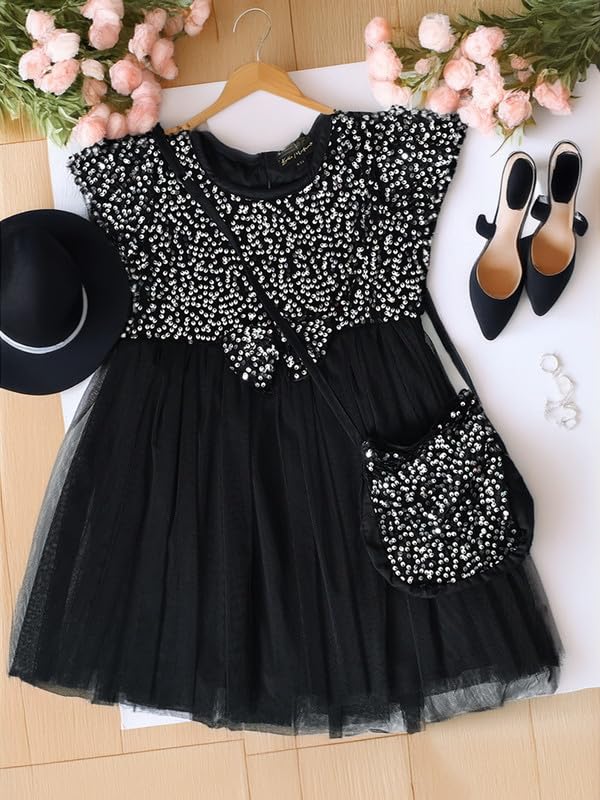 Image of mini mama Girl's Polyester Modern Knee-Length Dress