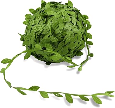 265Ft Leaf Ribbon, Artificial Vines Leaves String, Jungle Botanical Greenery, Fake Vines Olive Leaf Garland, for Party Wedding Garden Home Decoration and DIY Craft
