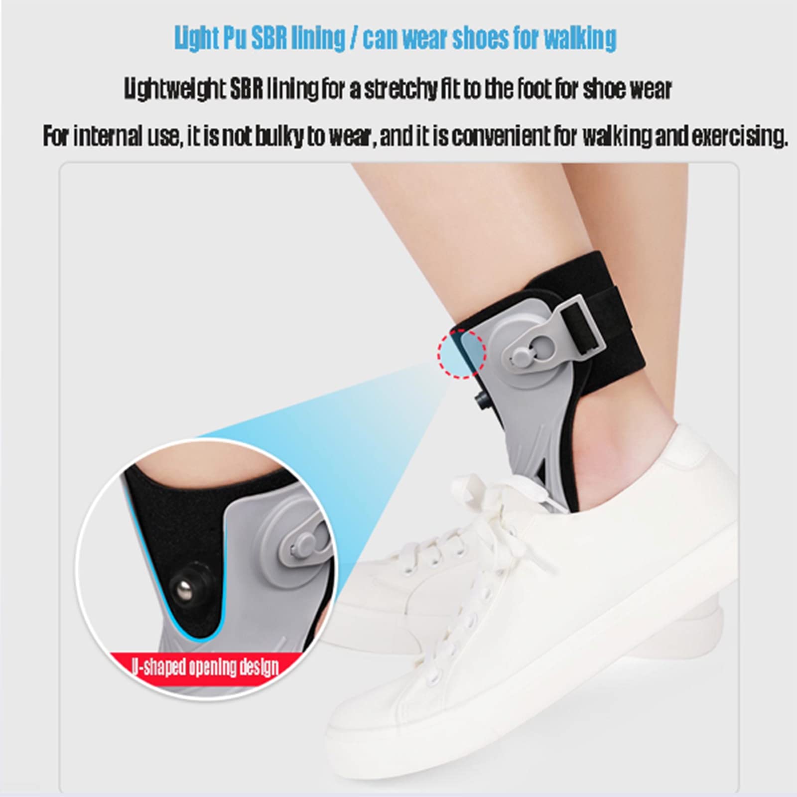 Soporte para la Periostitis Tibial, ortesis para pie caído, Soporte para Tobillo con Bolsa de Aire Inflable cómoda para hemiplejia, Zapatos para Caminar (B/Izquierdo-Medio)