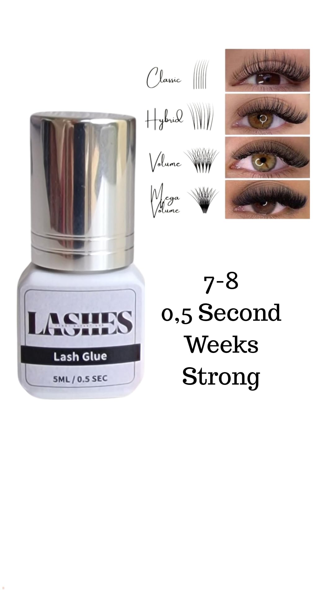 Colle Noir à Extension de Cils pour Professionnels - Colle Cils Séchage Ultra Rapide (0,5 à 1 sec) Facile à Travailler et Tenue Longue Durée - (5ml)