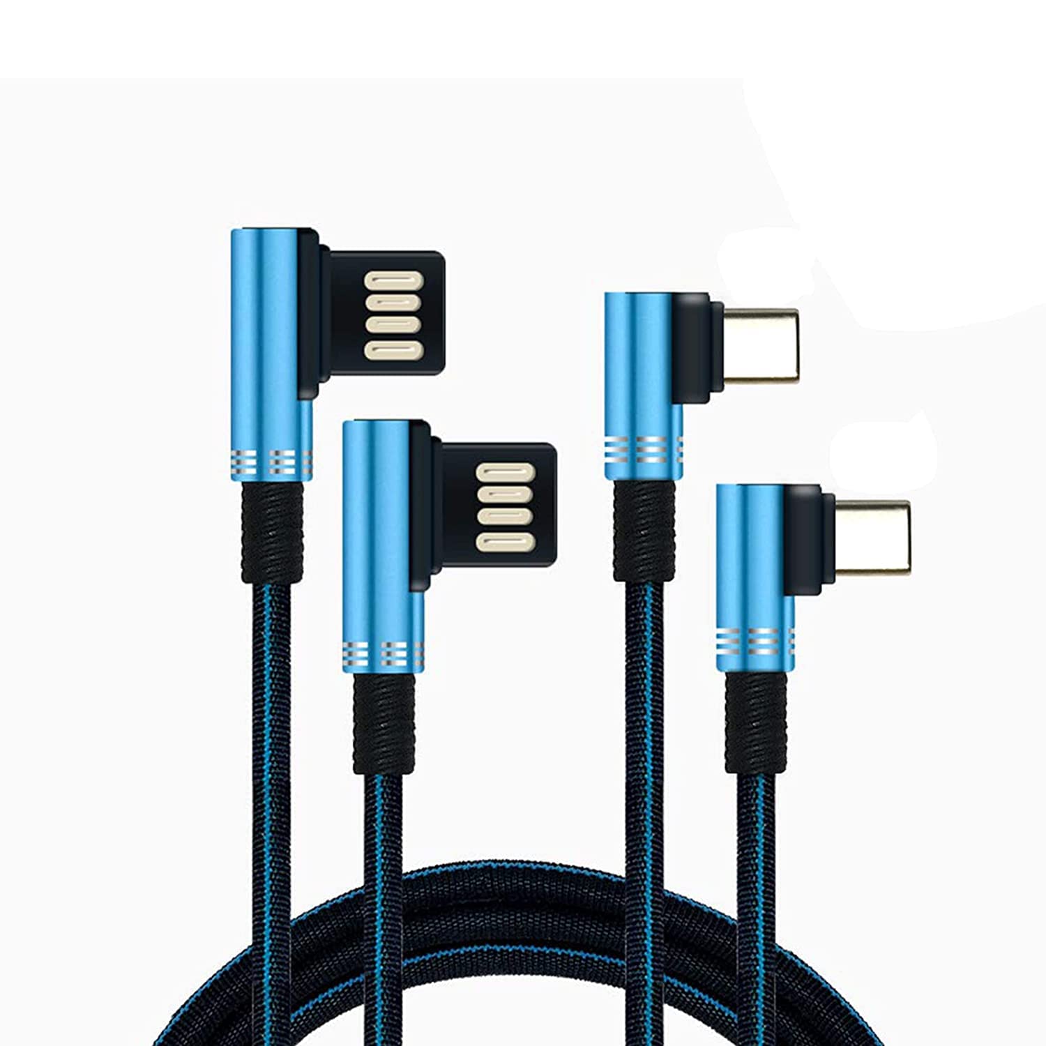 NOYMI 2 Pack TYPE-C USB Fast Charging Cable,Data & USB Cable for Android Phones & Tablets 6.6 FT & 3.3 FT,Blue