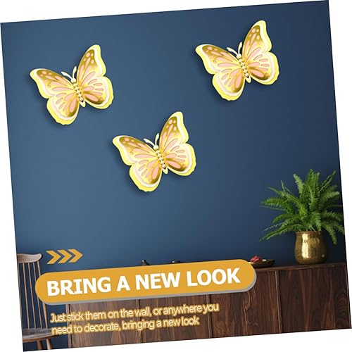 Miniatura 8 de Toyvian 8 piezas de etiqueta de pared de mariposa de cuatro capas, calcomanías murales extraíbles, mariposas decorativas para fiesta, mariposas,