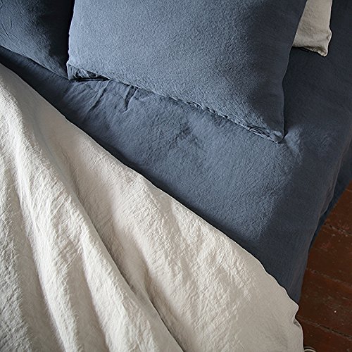 Drap en lin bleu 150x200x20 cm collection haut de gamme Stone Washed