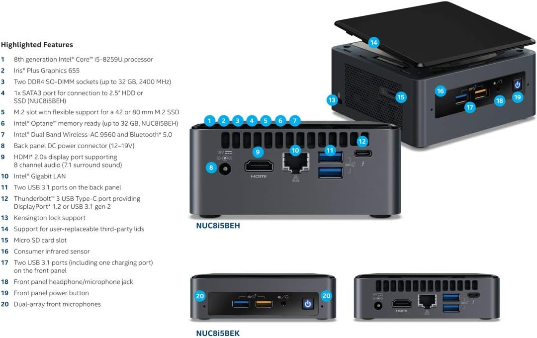 Popular Intel NUC NUC8i5BEK Mini PC/HTPC, Intel Quad-Core i5-8259U Upto 3.8GHz, 8GB DDR4, 256GB m.2 SSD, WiFi, Bluetooth, Thunderbolt 3, 4k Support, Dual Monitor Capable, Windows 10 Pro (8GB Ram + 256GB SSD) Discount 90% Intel NUC NUC8i5BEK Mini PC/HTPC, Intel Quad-Core i5-8259U Upto 3.8GHz, 8GB DDR4, 256GB m.2 SSD, WiFi, Bluetooth, Thunderbolt 3, 4k Support, Dual Monitor Capable, Windows 10 Pro (8GB Ram + 256GB SSD)