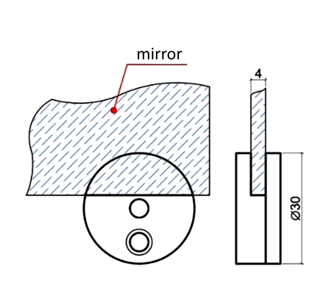 AERZETIX: 4 Console Patte Support Rond Mural Fixation de Miroir Glace en métal Argent Mat 180° Ø30mm C41651
