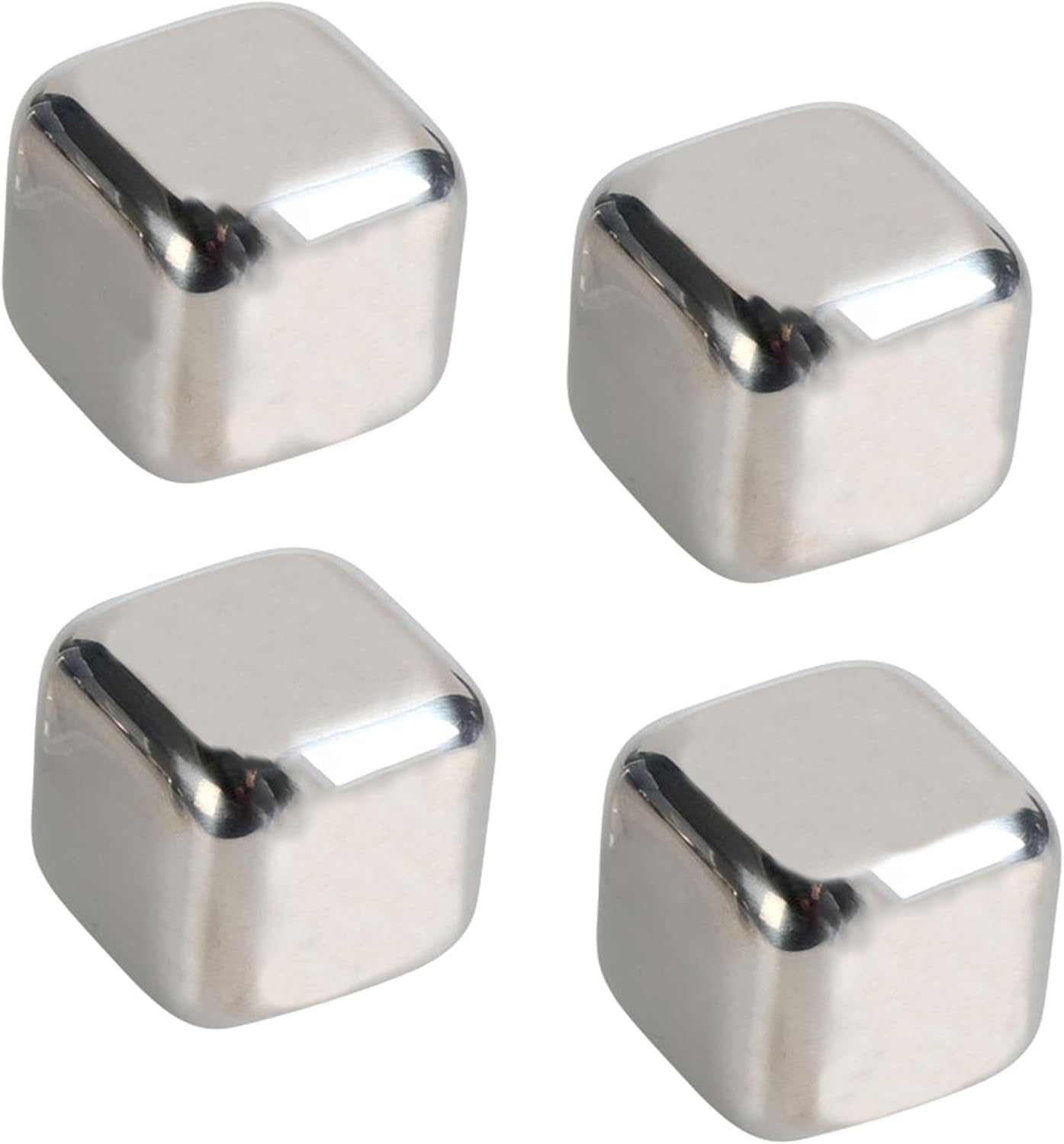 Stainless Steel Ice Cubes - Set of 4 in Box with Clip Ø2.7 cm