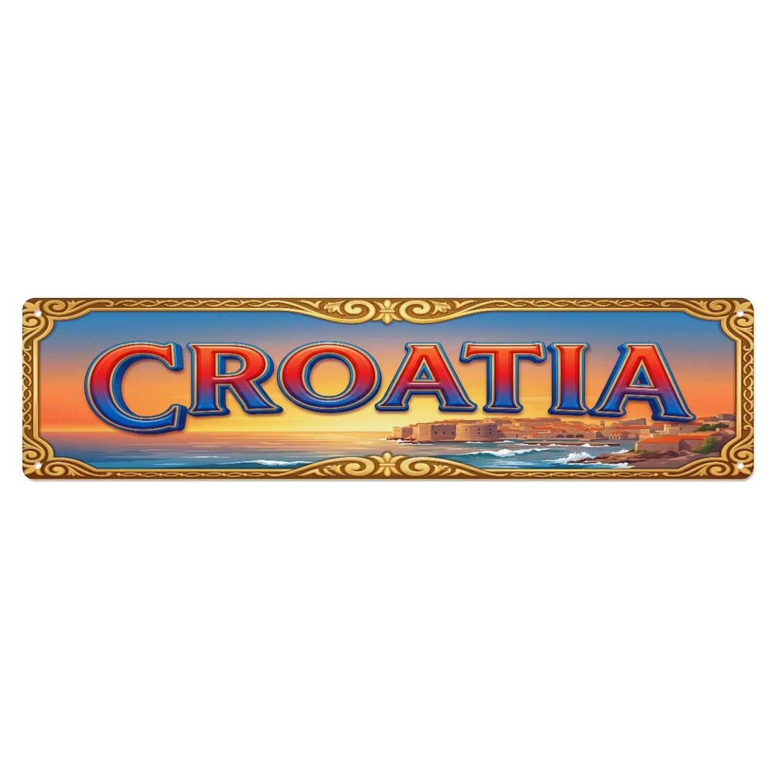 Xanthor Style Metal Tin Sign Vintage Croatia Travel Flag Pattern