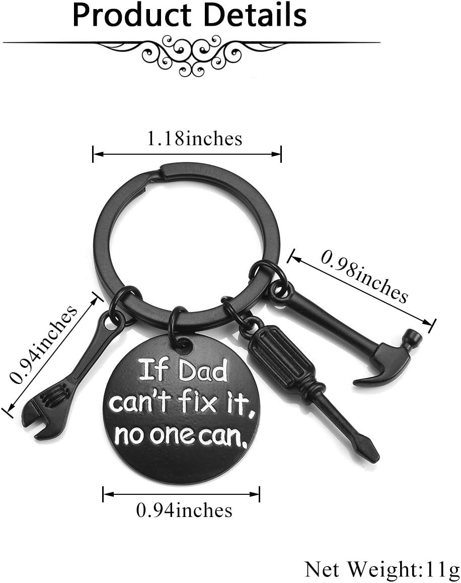 Top Plaza Dad Gifts from Daughter Son Father’s Day Birthday Gifts Black Dad Keychain Key Rings If Dad Can’t Fix It, No One Can Repair Tools Charms at  Men’s Clothing store