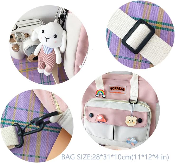 Cute Bags Kawaii Backpack Messenger Bag For School,Aesthetic Backpacks Multifunction Laptop Japanese Ita for Teen Girls Kids Lunch Totes - Image 4
