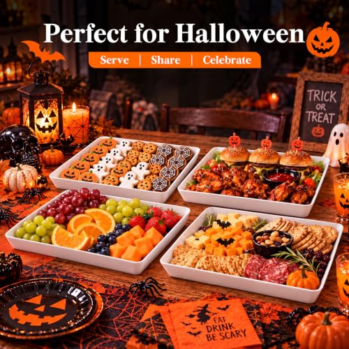 Lifewit 4 Pcs Serving Tray for Party, Reusable Plastic Food Serving Platter - Image 5