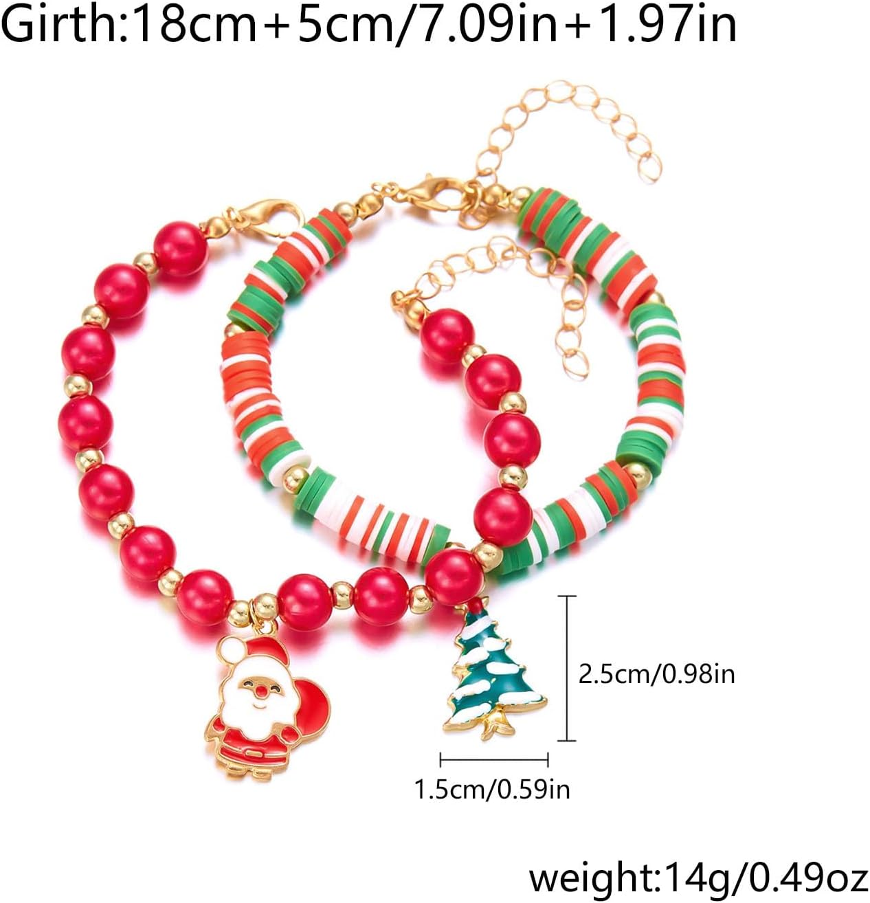 Christmas Beaded Bracelets for Women Cute Xmas Bracelets Stackable Stretch Clay Heishi Bracelet for Women Christmas New Yearl Gifts - Image 4