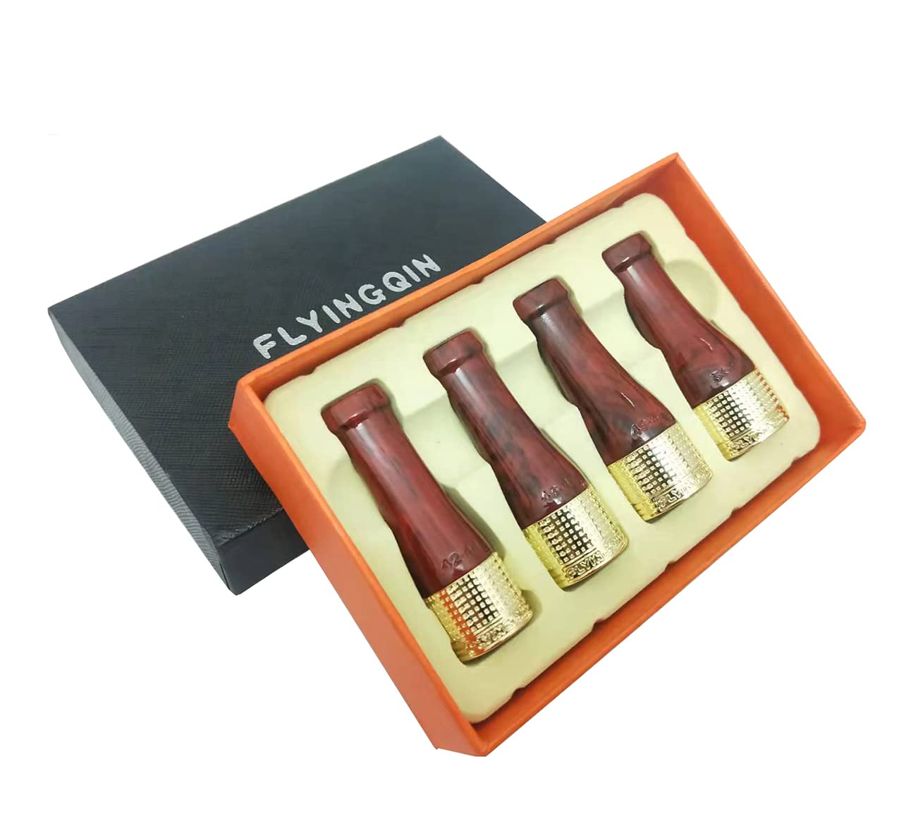 4 Sizes Cigar Nozzle Holder Pure Copper Resin Sculpture Pattern Cigar Pipe Set (Resin Color)