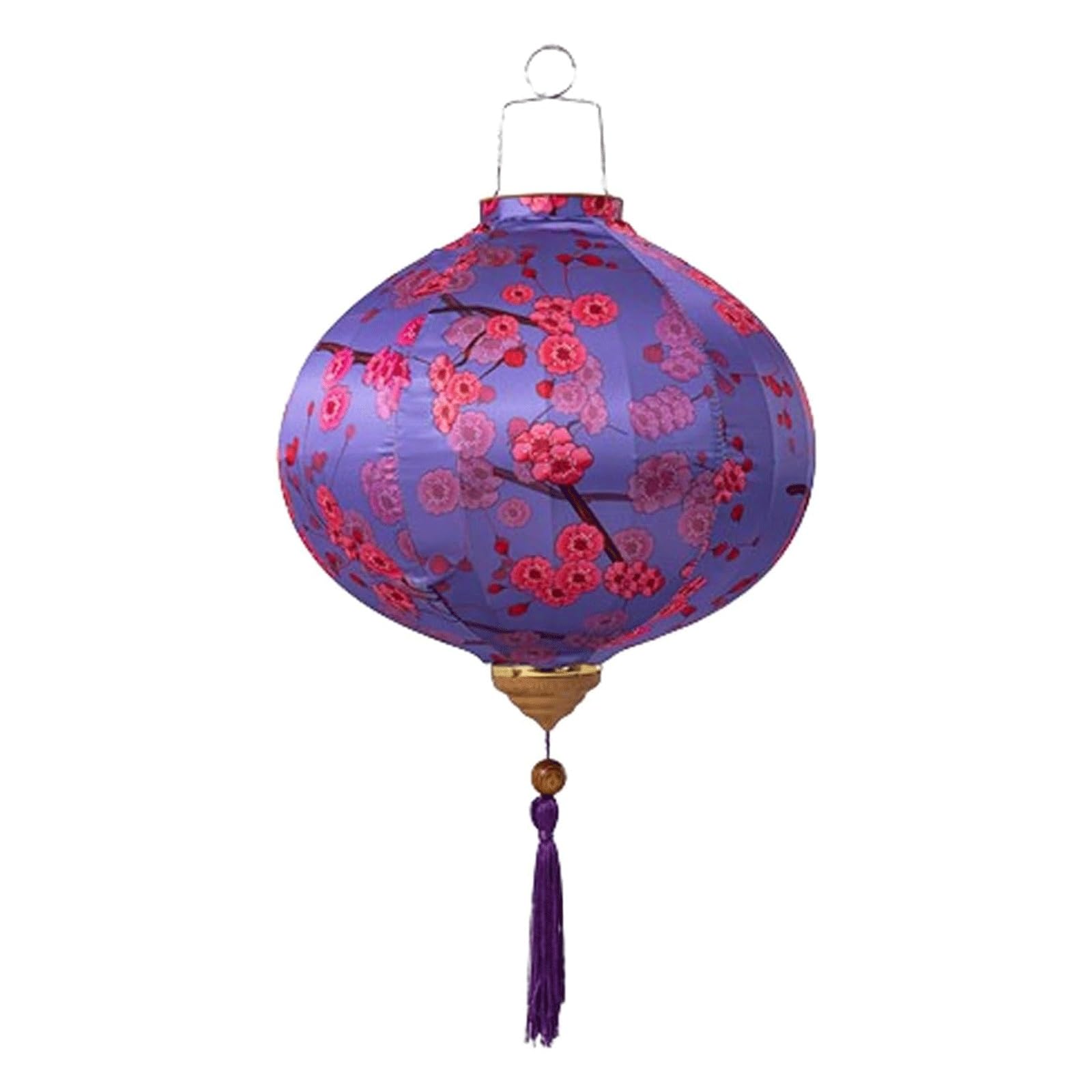 Ytghbiml Light Purple Classical Silk Lanterns Vietnamese Japanese Chinese Silk Cloth Oval Lanterns With Tassel Chinese Style Hanging Lantern New Year Lantern(,14 Inch)