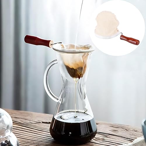 Miniatura 6 de Filtro de café de tela, reutilizable y lavable, hecho a mano, filtro de café con mango de madera (L)