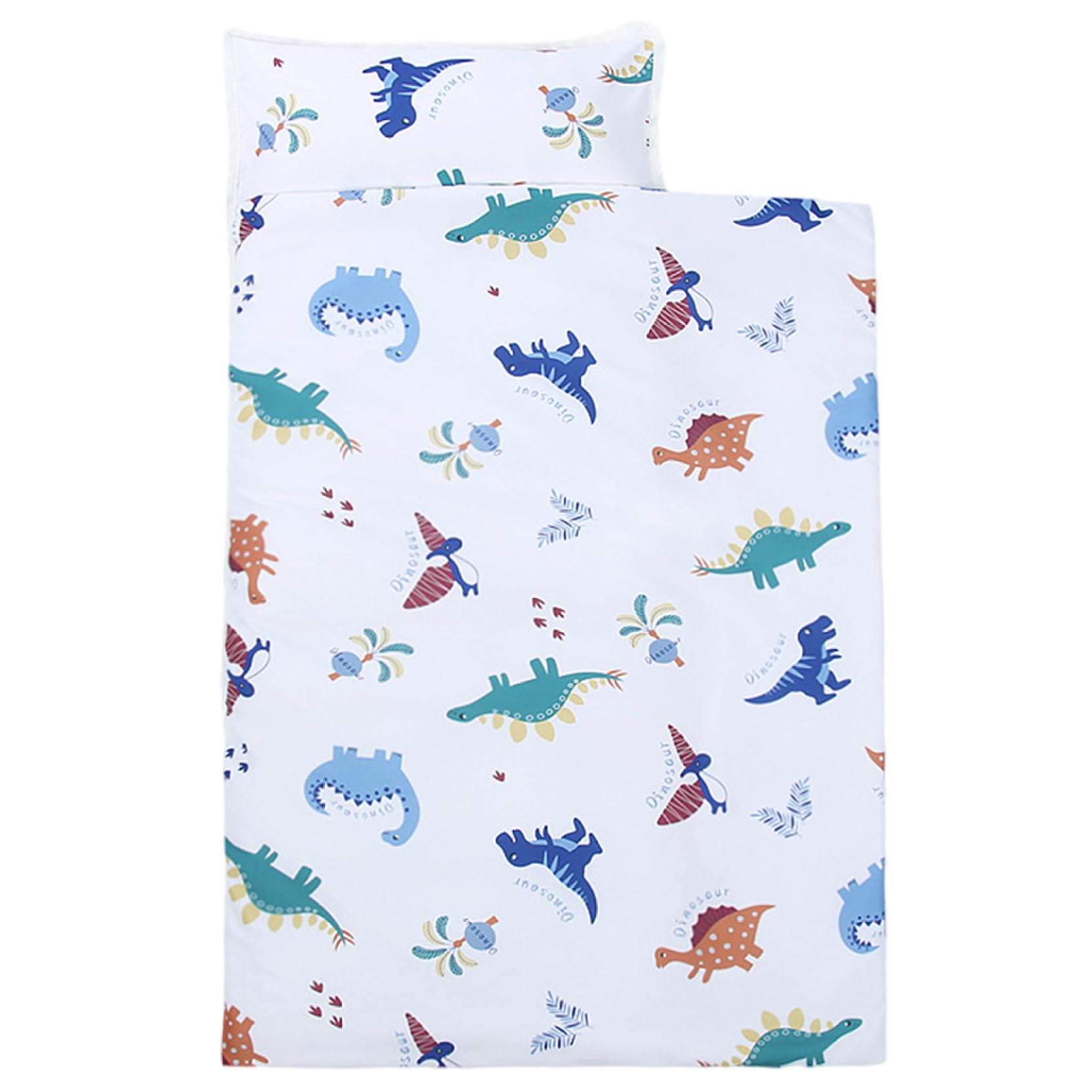 Schlafmatte für Kleinkinder mit Kissen und Decke, 49 x 20 cm, Anti-Kick-Schlafsack für Kleinkinder mit Griff, Dinosaurier-Druck, aufrollbare Schlafmatten für Vorschule, Kindertagesstätte