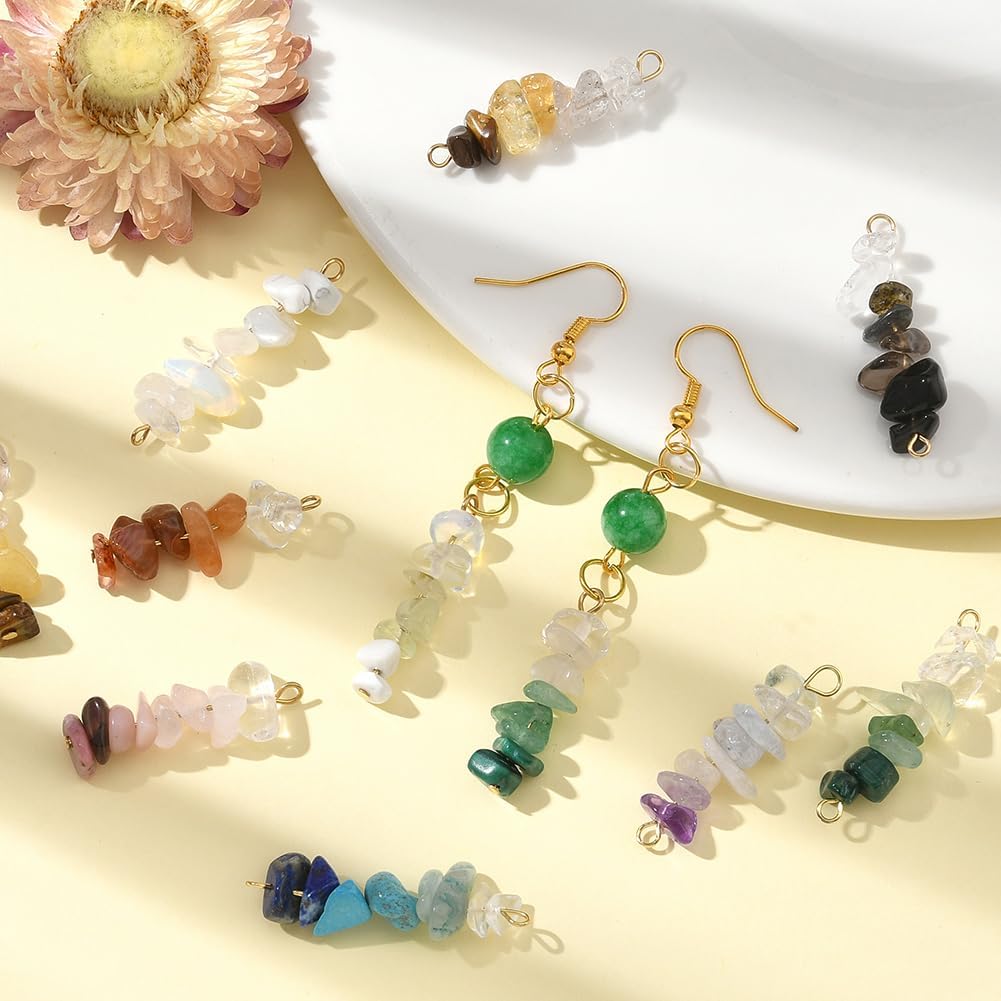 SUNNYCLUE 1 Box 40Pcs 20 Styles Natural Stone Connector Charms Gemstone Crystal Charms Bulk Mixed Gems Double Hole Beaded Link Pendants for for Jewelry Making Bracelet Earrings DIY Craft Findings - Image 5