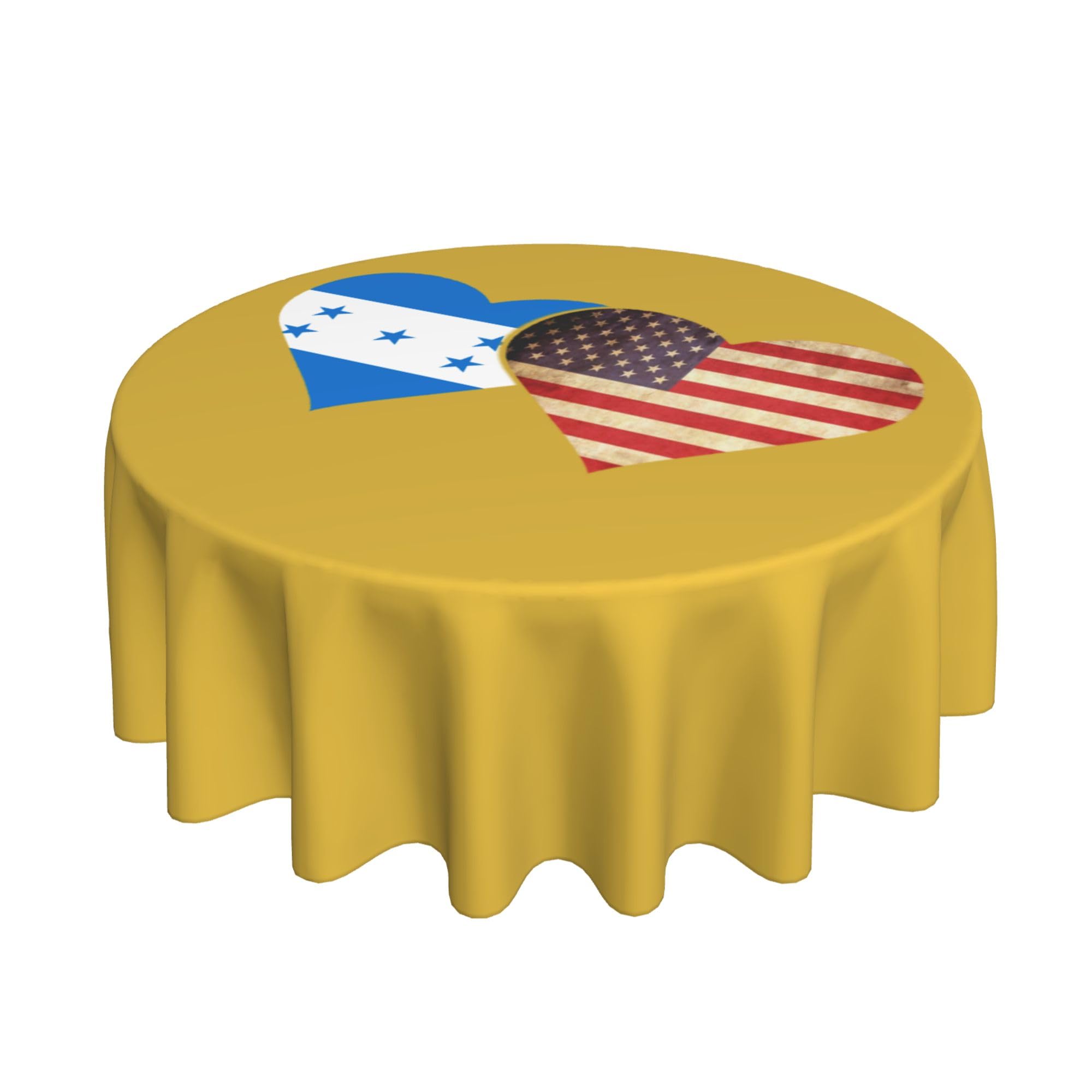HLBSDM Honduras Flag and American Flag 60" Restaurant Circle Decor Tablecloth Festive Table Cover Round Art Desk Cloth