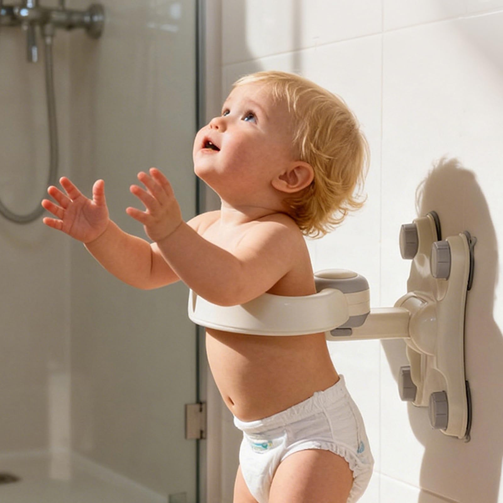 de bain pour bébé moderne avec 4 ventouses puissantes et conception conviviale pour la sécurité des tout-petits, de bain debout pour bébé à la maison quotidien