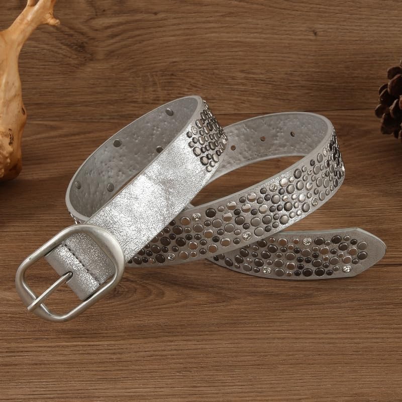 Ladies' Fashionable Rivets Waist Belt Unisex Inlay Rivets And Rhinestones Belts Casual Hip Hop Style Punk Waistband3