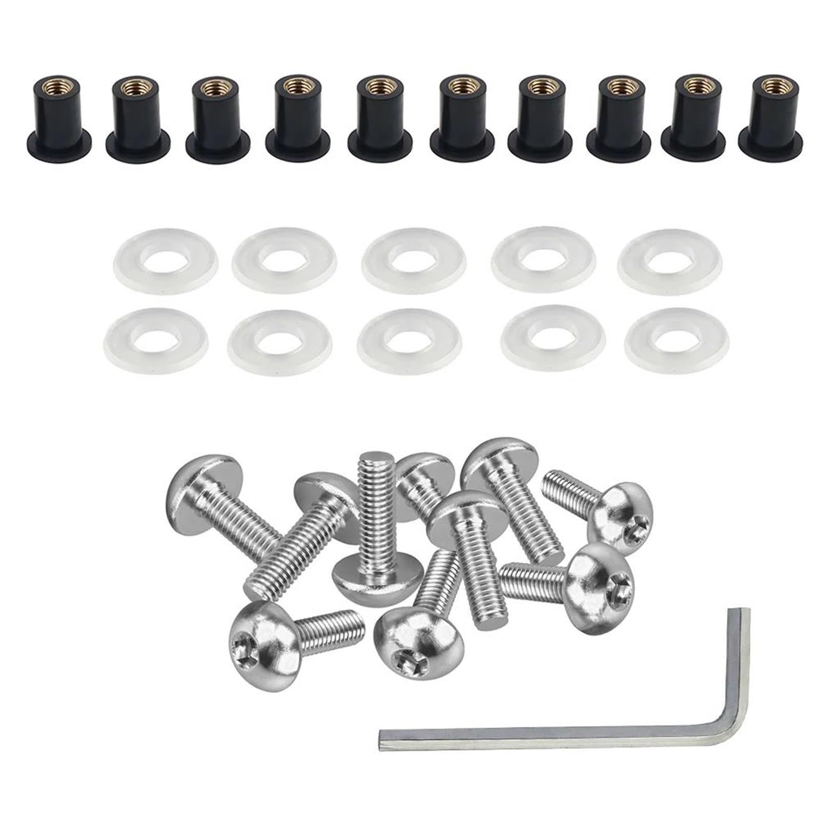 Tuercas y tornillos de parabrisas plateados 5mm de alta resistencia 4