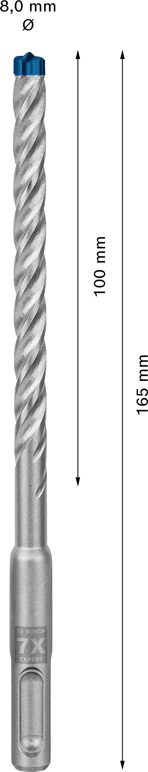 Bosch Professional 50x Brocas para martillo Expert SDS plus-7X (para Hormigón armado, Ø 8.00 x 165 mm, accesorios Martillo perforador rotativo)