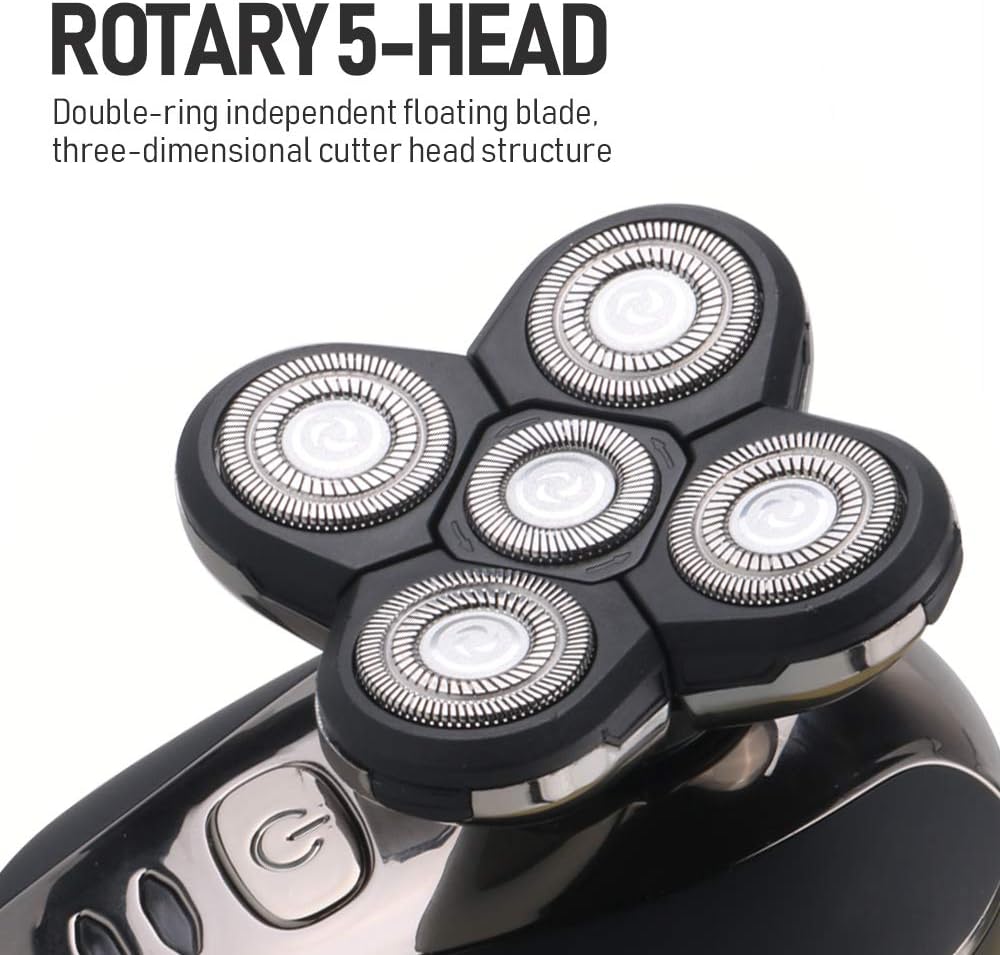 Head Shaver for Bald Men-Dee Banna 5d Wet Dry Electric Rotary Shaver Men's Waterproof Razor with 5 Floating Head For Beard Trimmer, Cordless Quick USB Rechargeable Eady Head Shaver (Silver Grey)