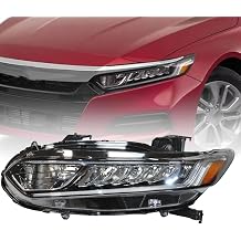 For 2018 2019 2020 Honda Accord Sedan Halogen LED Left Driver Side Headlight Headlamp Assembly Replacement Chrome Housing Clear Lens HO2502188