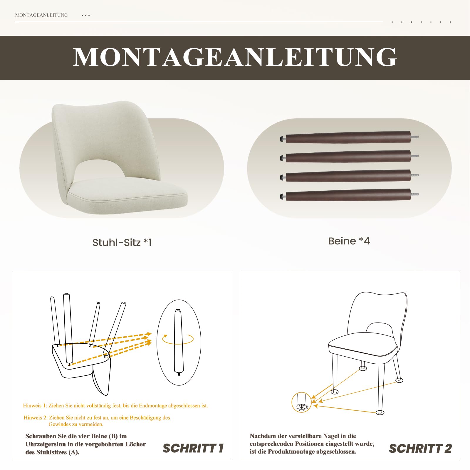 MALOL Esszimmerstühle 4er Set, Moderne Esszimmer Stühle, Ergonomisch Gepolsterte Küchenstühle mit Vertikal Gestreifter Rillenlehne, Polsterstühl für Esstisch Wohnzimmer Café Restaurant, Beige