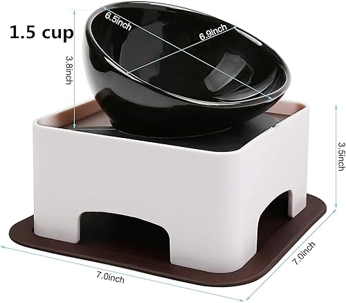 Miniatura 7 de Bulldog Bowl - Plato antideslizante de cerámica desmontable para perros y gatos, comedero inclinado estéril para mascotas con base inclinada
