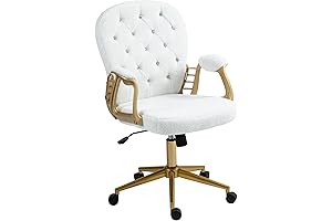 Teddy Velvet Office Chair White and Gold : Comfortable Office Chair for Girls and Women