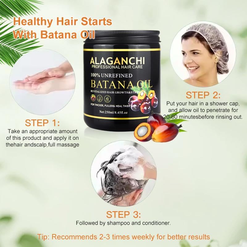 Miniatura 5 de Alaganchi Aceite de batana para el crecimiento y la fuerza del cabello 100% sin refinar Aceite de batana 100% puro de Honduras Para un cabello