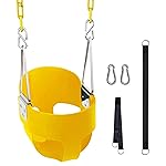 KINSPORY Toddler Swing, 59 Coated Heavy-Duty Iron Chains Baby Swing Outdoor, High Back Full Bucket Infant Swing Seat with Tree Straps for Swing Sets Backyard Outdoor Indoor (Yellow)