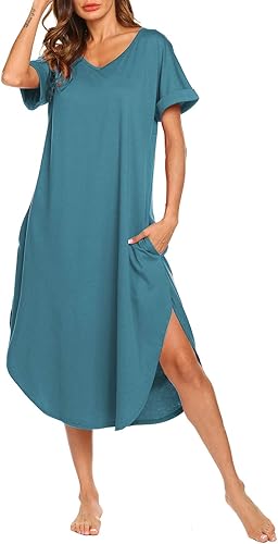 Miniatura 3 de AVIIER - Camisones de algodón para mujer, ropa de dormir suave con bolsillos, tallas S a XXL