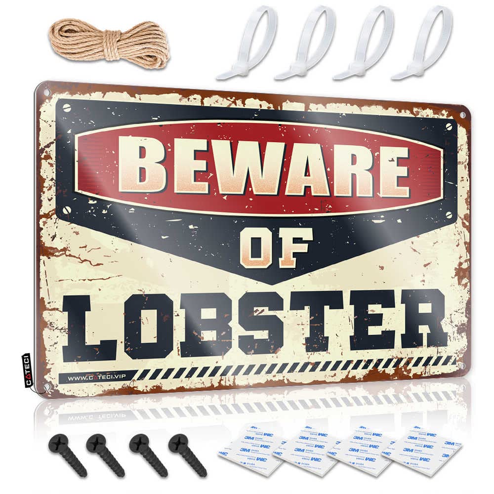Fzfn Colour Plaques Patio Decor Wall Decor | Beware Of Lobster Old For Score Home(30X40cm)