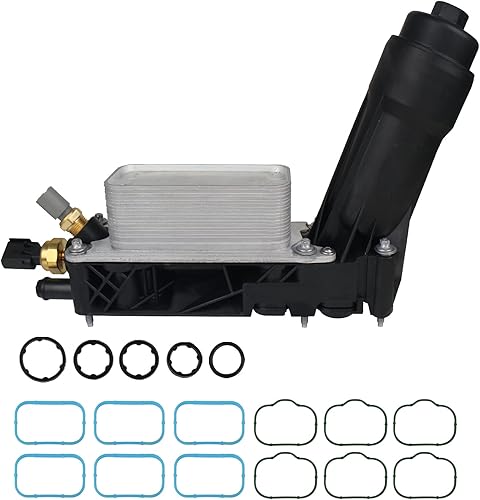 KUSATEC Conjunto de adaptador de carcasa de filtro de enfriador de aceite de motor de aluminio para Chrysler 200 300 2011-2013, Dodge Avenger