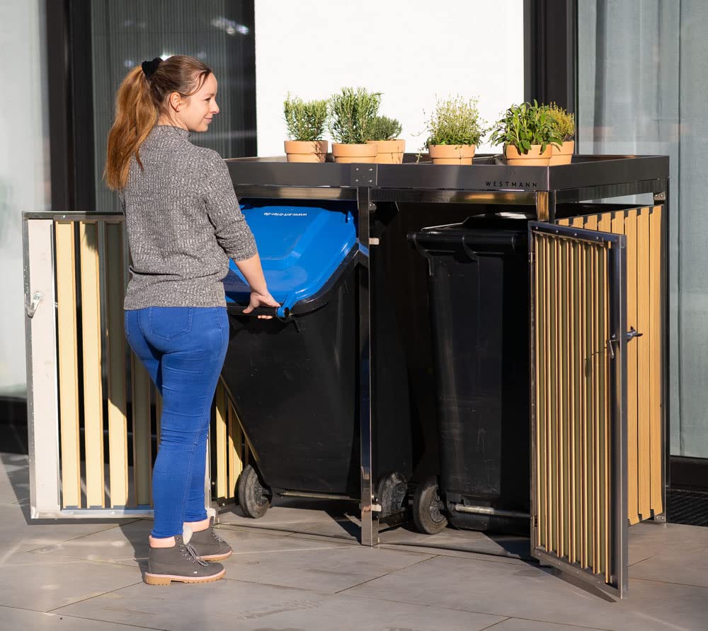 WESTMANN Mülltonnenbox für 2X 240L Mülltonnen 84x134x125 cm Silber 240 L