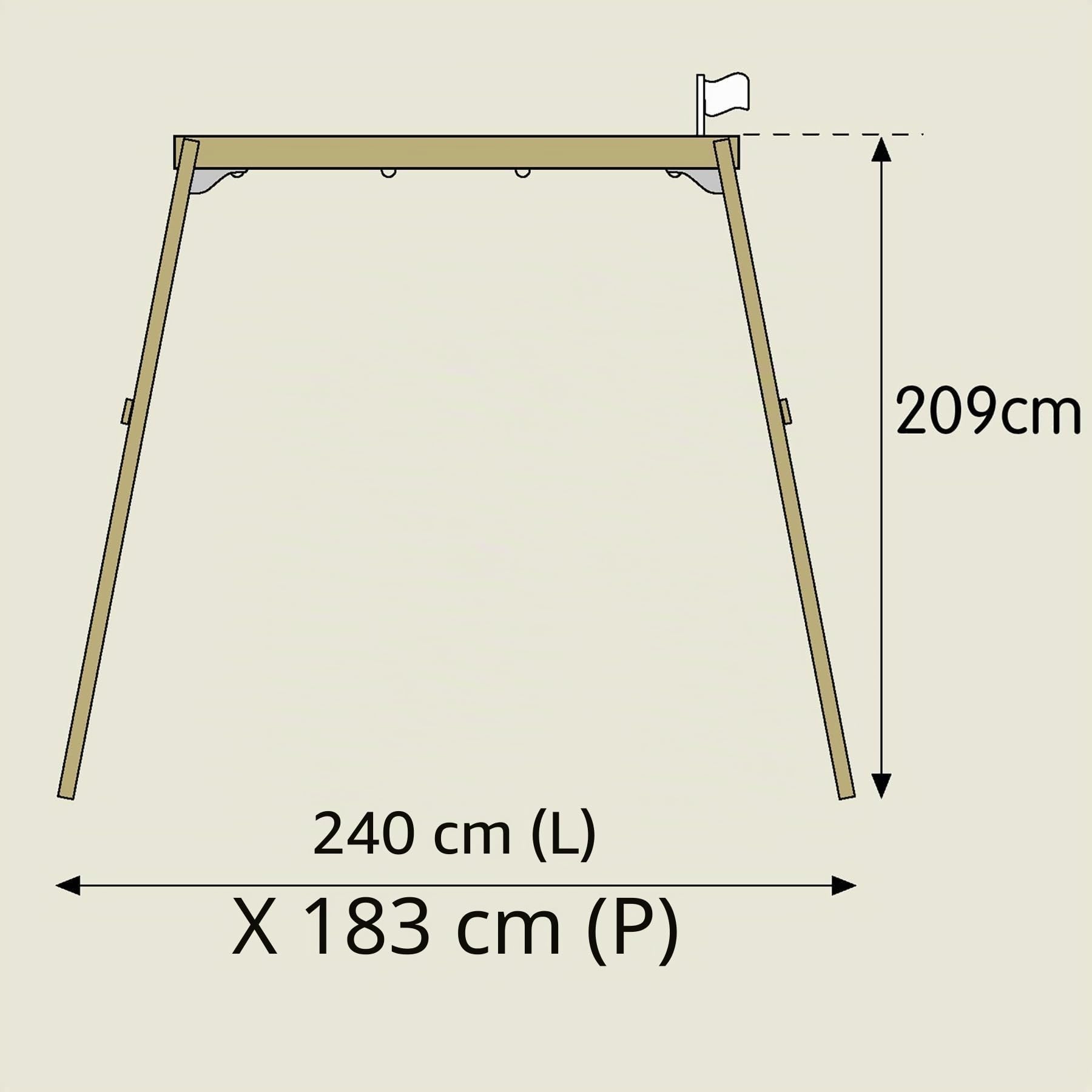 TP Toys Portique Forest en Bois avec 2 Balançoires Réglables et Kit d’Ancrage – Hauteur 200 cm – Jouet Extérieur pour Enfants dès 3 Ans – Bois Européen FSC, Traitement Autoclave