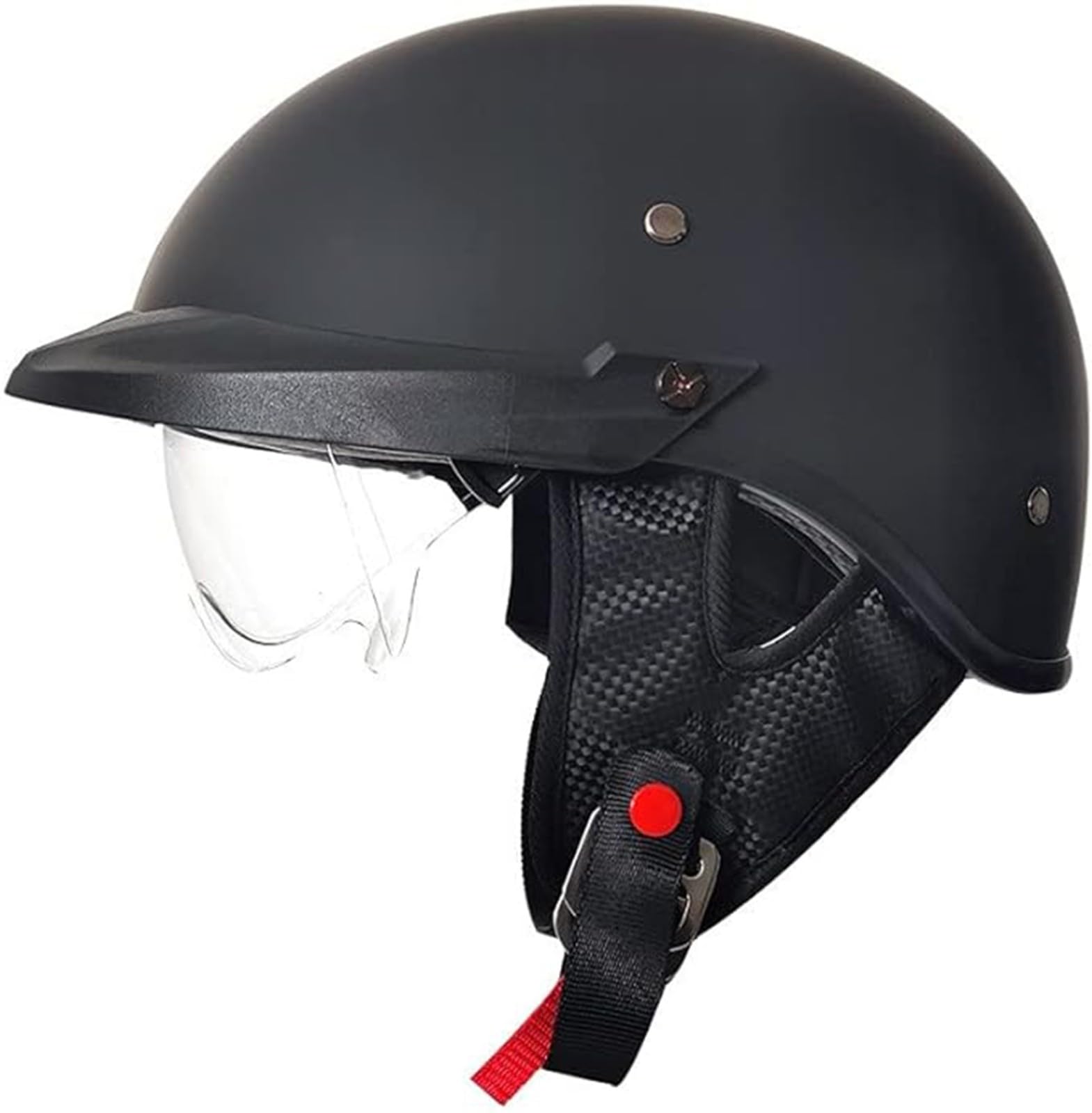 Kask półskorupowy, certyfikat ECE, kask typu jet, retro, kask motocyklowy, otwarty kask, z osłoną przeciwsłoneczną i wyjmowaną, oddychającą wyściółką