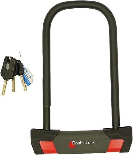 DoubleLock Grizzly U-Lock - Cerradura de bicicleta resistente para bicicletas, scooters y ciclomotores, cerradura en U de acero endurecido antirrobo
