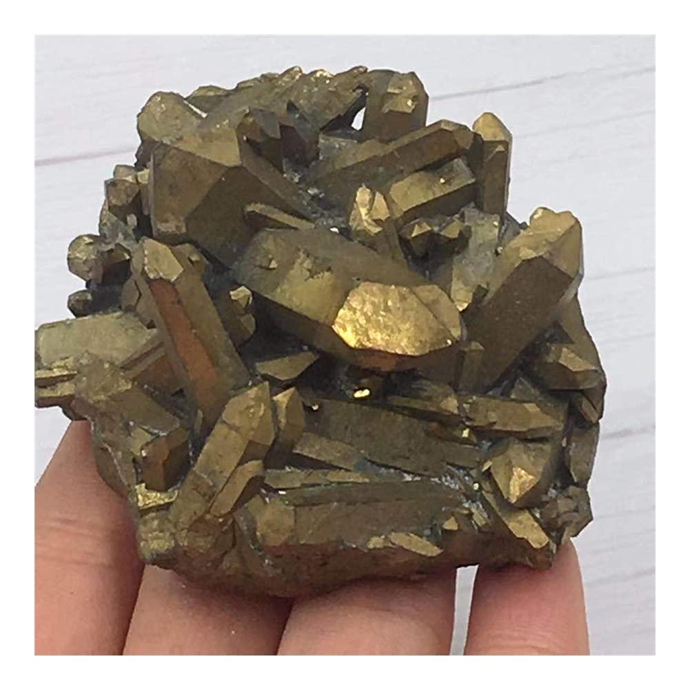 Salud y hogar Cristal Natural Electroplate Chalcopirite Gold Cluster Standard, Muebles for el hogar, Regalos (Size : 500g -550g)