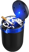 Vista 1 de Cenicero para automóvil con tapa, cenicero automático de acero inoxidable desmontable sin humo, mini bote de basura portátil para vehículo con luz