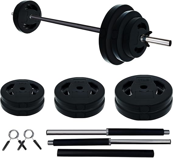 Barbell Weight Set for Lifting, Adjustable Barbell Set for Home Gym, PU Coating