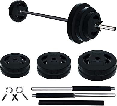 Barbell Weight Set for Lifting, Adjustable Barbell Set for Home Gym, PU Coating