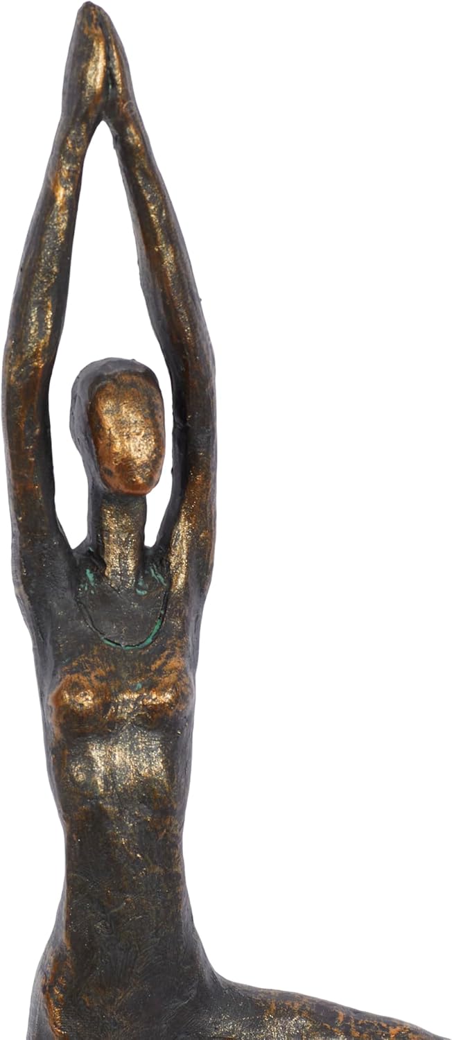 18" Brass Polystone Yoga Pose Tabletop Sculpture