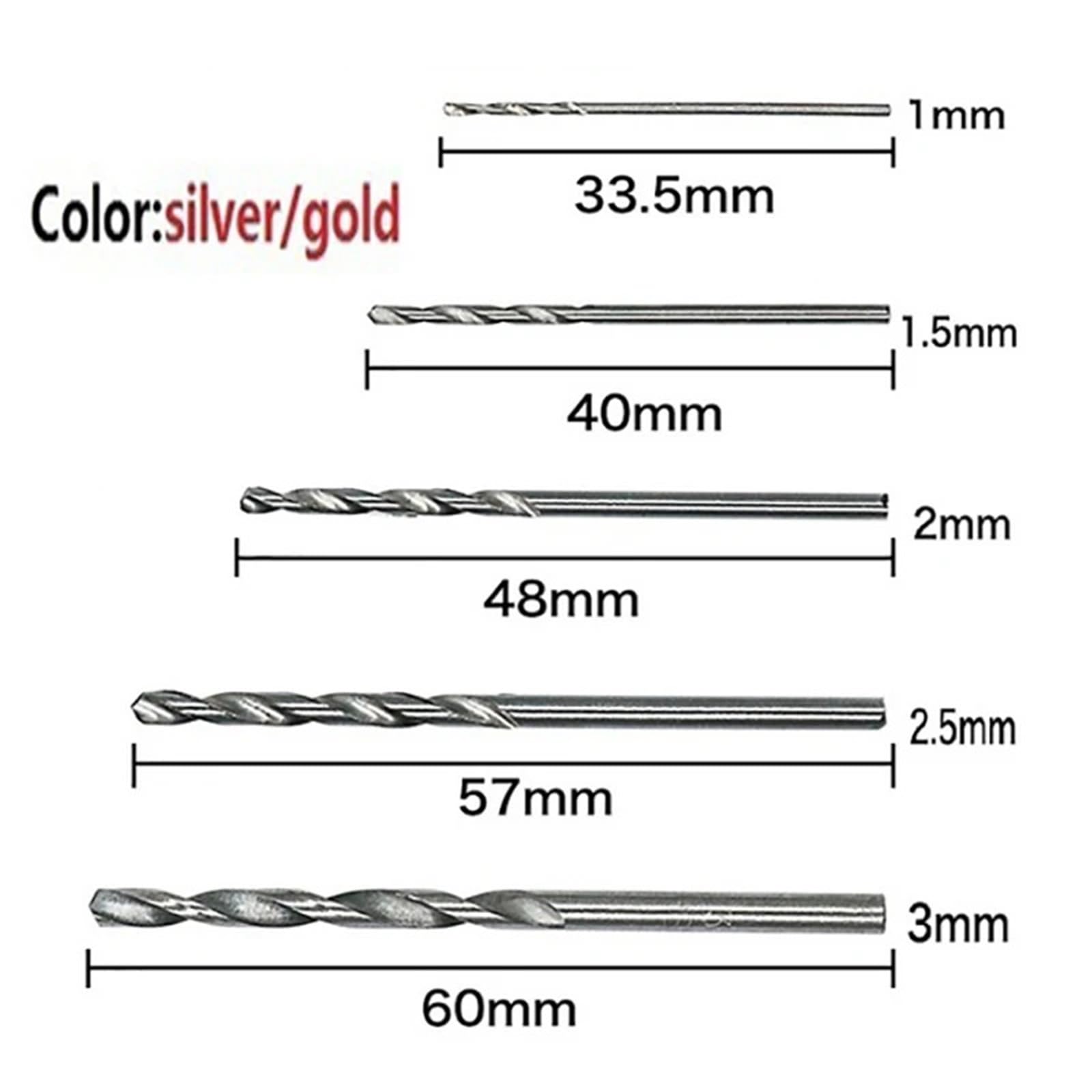 Punte Elicoidali Set di punte for trapano elicoidali da 100/50 pezzi con codolo esagonale strumenti perforazione for utensili elettrici for avvitatore a percussione HSS(100pcs Gold Silver)