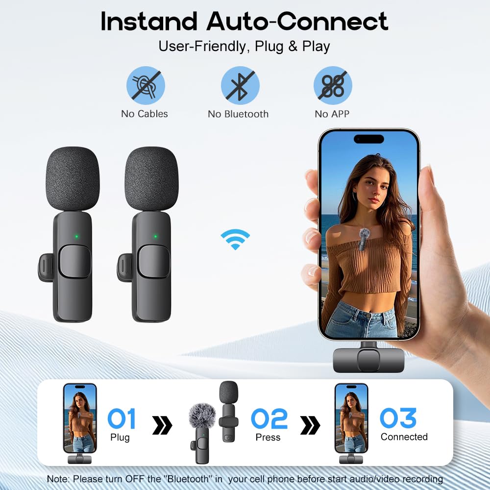 Wireless Lavalier Lapel Microphone, Used for iPhone/Android Phone/Computer/iPad with Noise Reduction - Image 3
